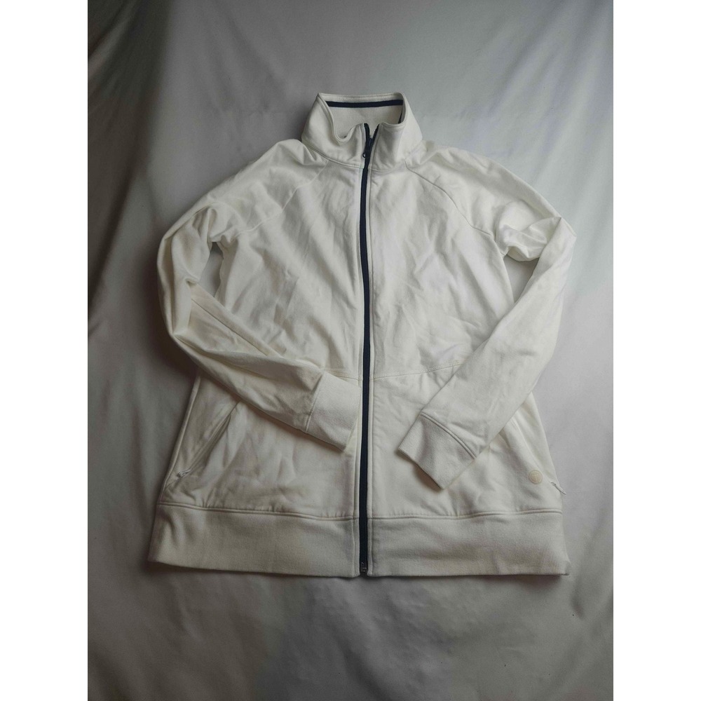 Talbots Everyday Yoga Jacket Women's Petite White Full Zip Mock Neck - Small